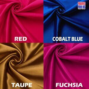 SHINY 90/10 Polyester Spandex SUPER SATIN Stretch Fabric 58"/60" in 4 COLORS